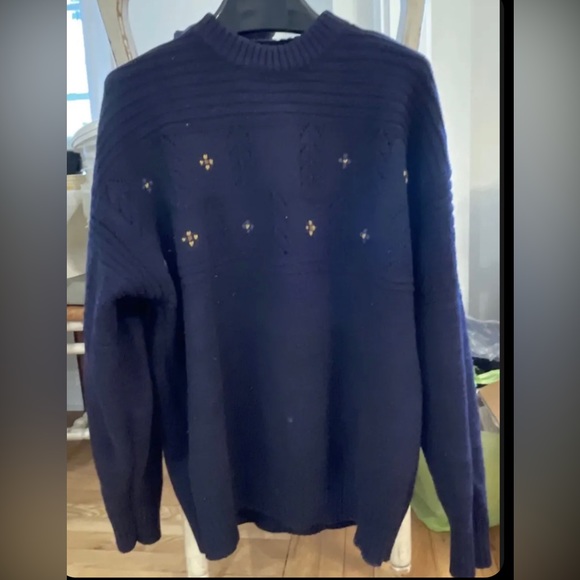 MEN'S PAUL SMITH KNIT PULLOVER WOOL BLEND SWEATER BLUE SIZE 2 Large Vintage